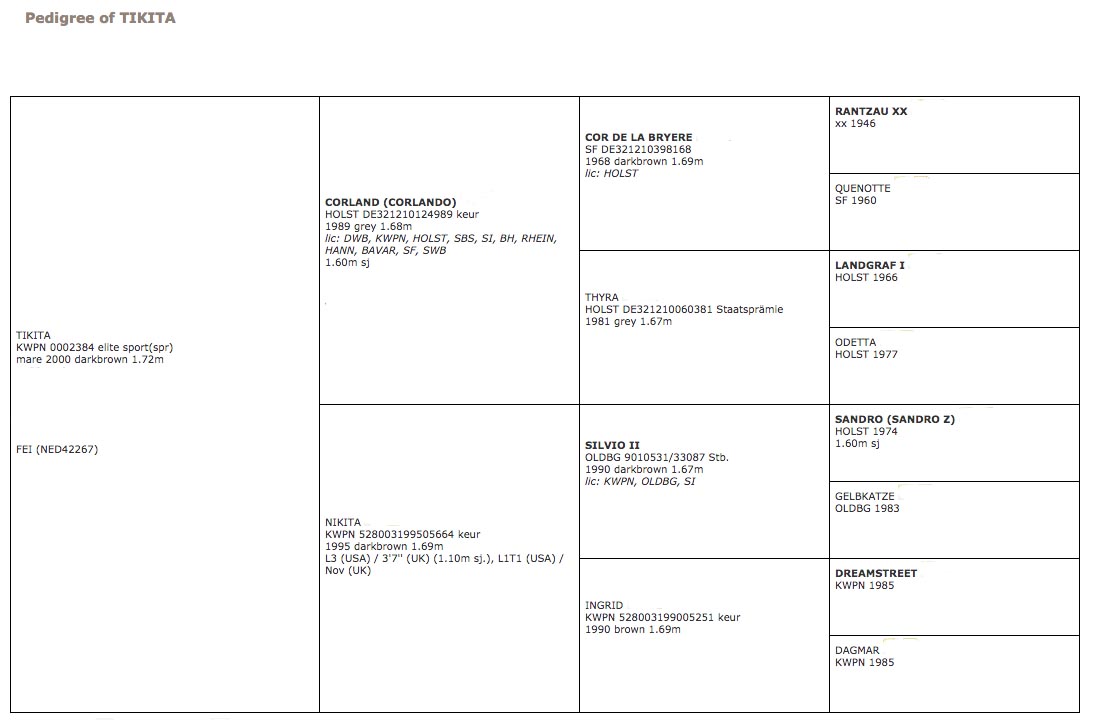 Tikita Pedigree